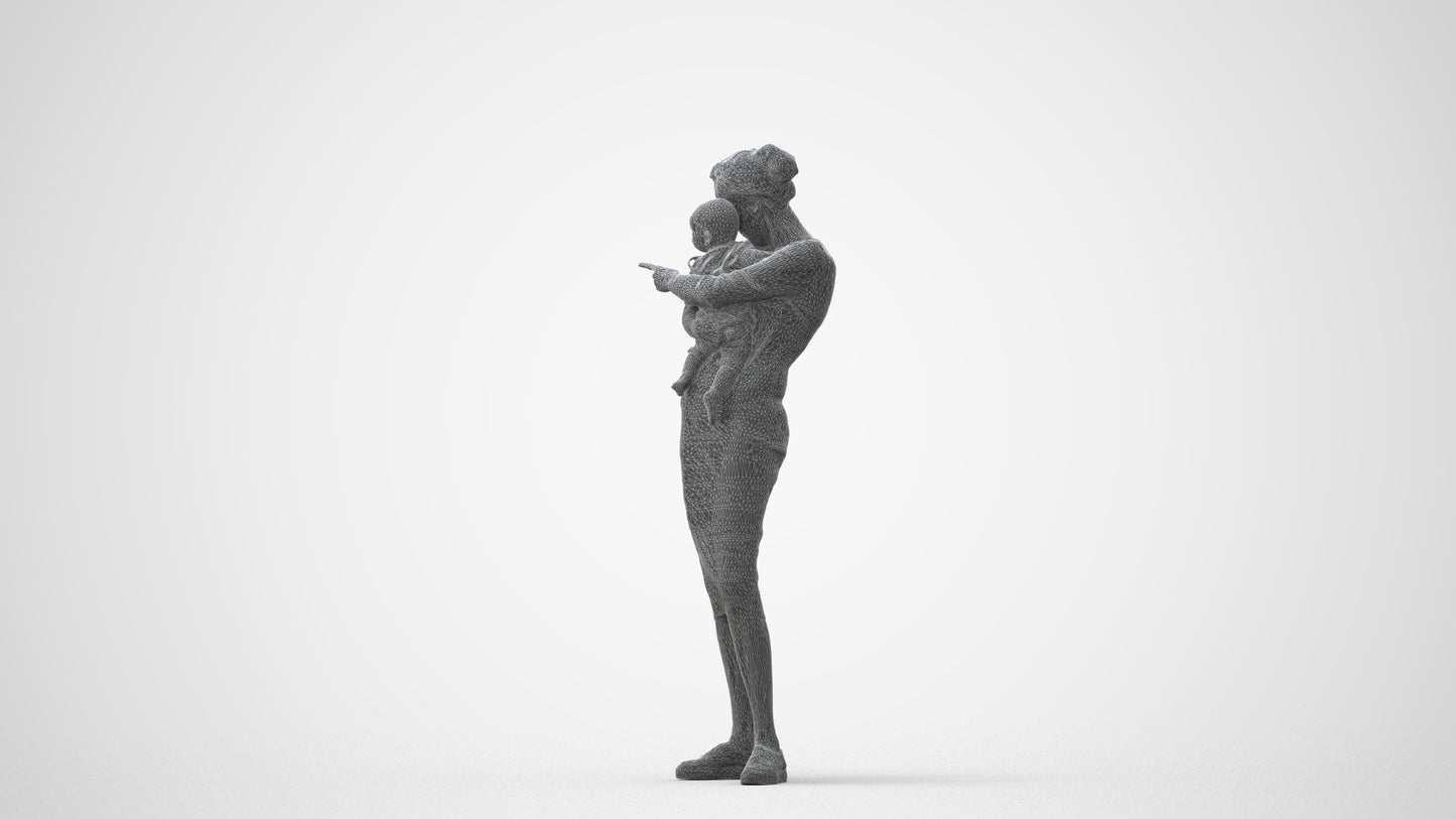 3D scanned girl kids casual, photorealistic archviz people for Enscape and SketchUp, square thumbnail