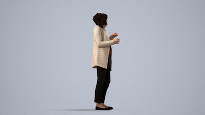 scanned 3D woman business standing, photogrammetry people for Enscape and V-Ray, side view render