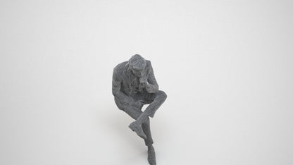 3D human model man business, photogrammetry scanned person for archviz, wireframe three-quarter view