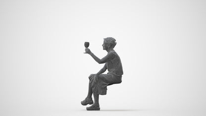 3D scanned woman sitting casual, photorealistic archviz people for Enscape and SketchUp, square thumbnail
