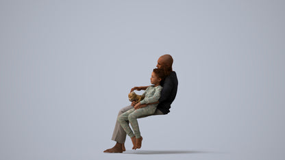 3D human model girl casual kids, photogrammetry scanned person for archviz, three-quarter view render