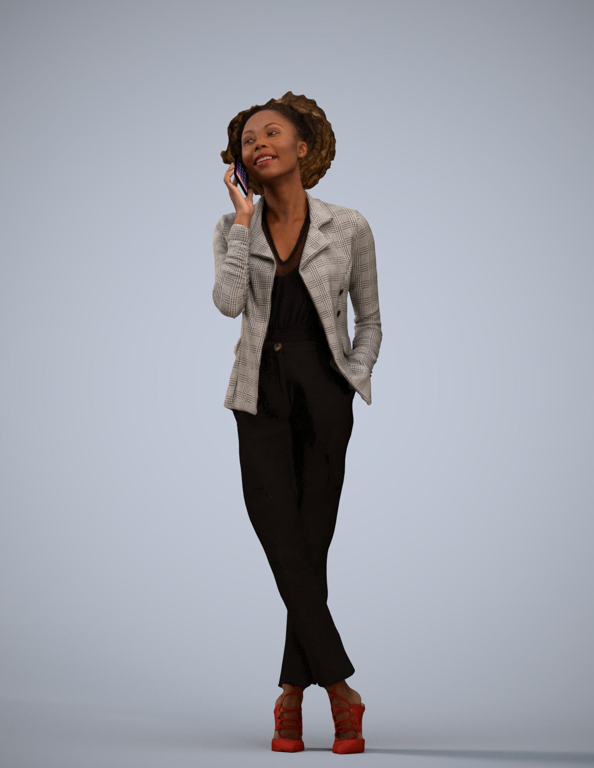 realistic 3D woman business standing, scanned archviz people for Blender and 3ds Max