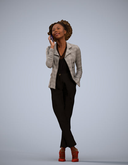realistic 3D woman business standing, scanned archviz people for Blender and 3ds Max