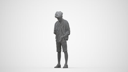 scanned 3D boy casual mix, photogrammetry people for Enscape and V-Ray, wireframe back view