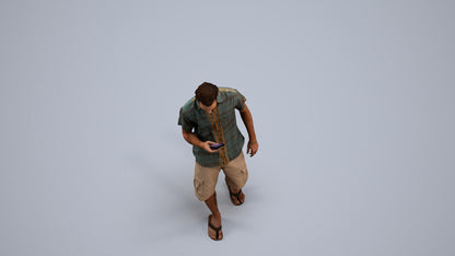 3D scanned man walking casual, photorealistic archviz people for Enscape and SketchUp, back view render
