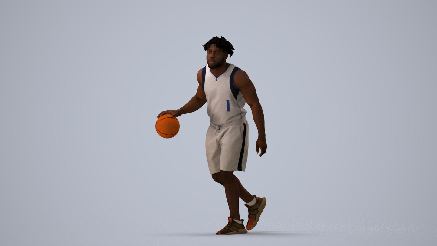 3D scanned man sport, photorealistic archviz people for Enscape and SketchUp, three-quarter view render