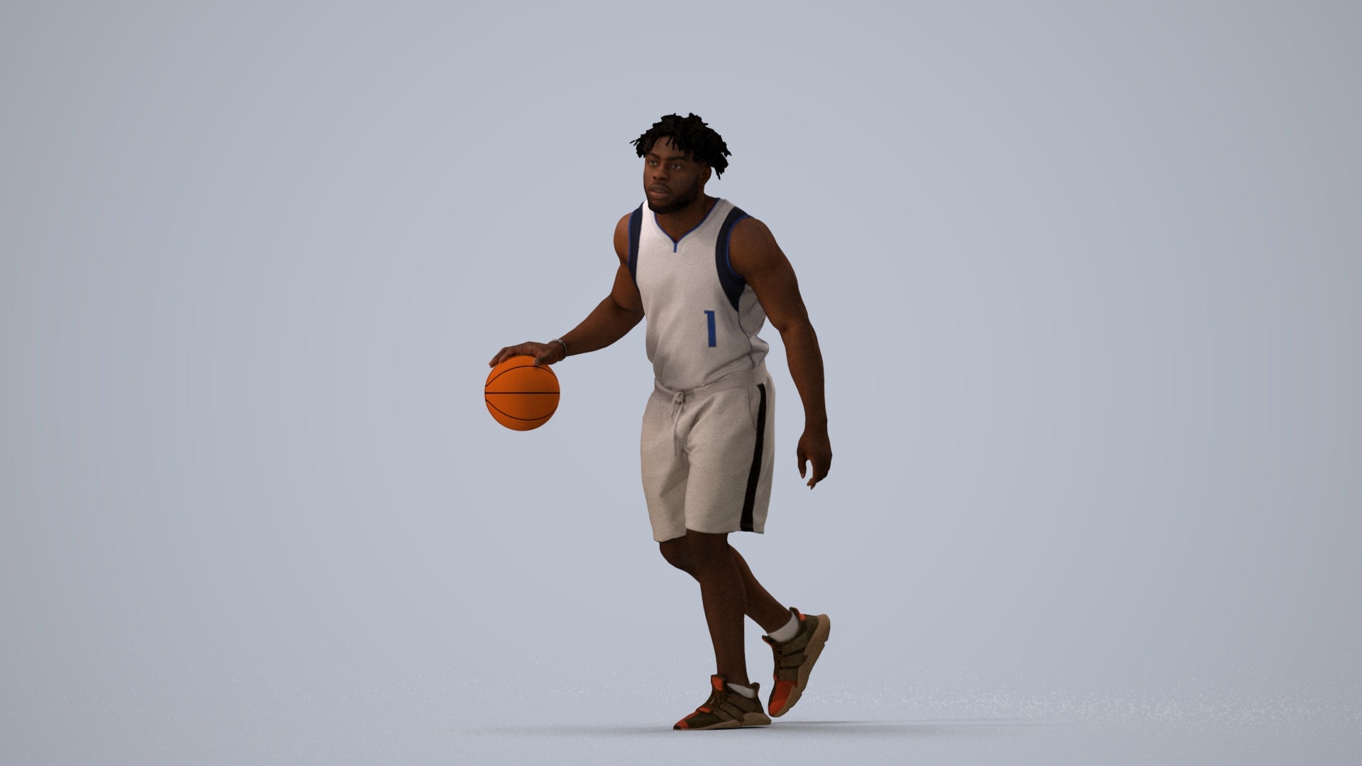 3D scanned man sport, photorealistic archviz people for Enscape and SketchUp, three-quarter view render