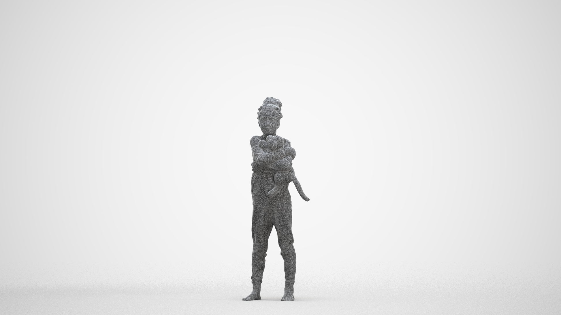 realistic 3D human girl kids, archviz people FBX OBJ for Blender, three-quarter front view render