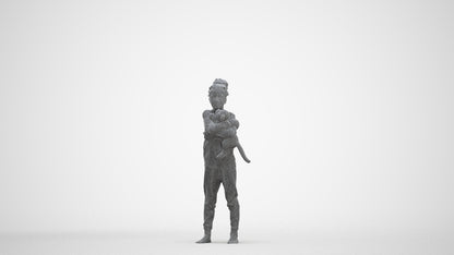 realistic 3D human girl kids, archviz people FBX OBJ for Blender, three-quarter front view render