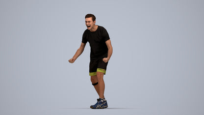 3D human model man sport, photogrammetry scanned person for archviz, top-down view render