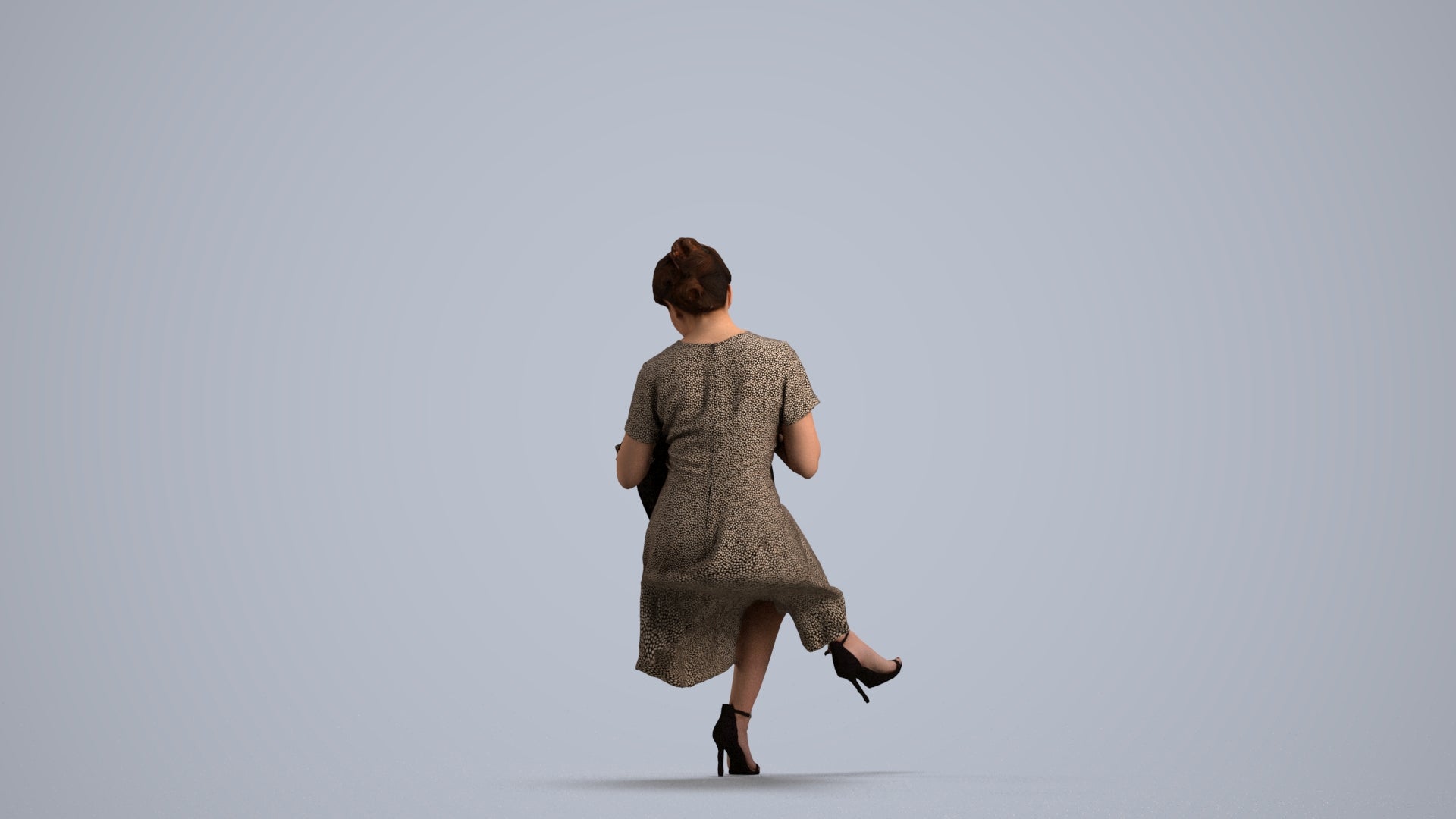 realistic 3D human woman casual mix, archviz people FBX OBJ for Blender, front view render