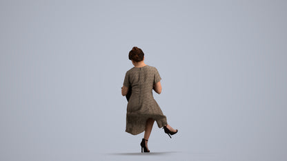 realistic 3D human woman casual mix, archviz people FBX OBJ for Blender, front view render