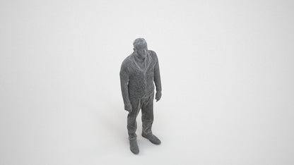 realistic 3D people man business standing, render-ready for V-Ray and Corona, FBX OBJ, wireframe three-quarter view