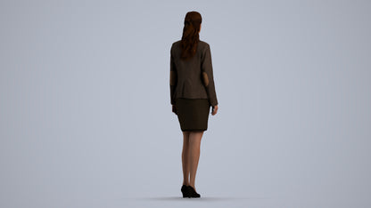 realistic 3D human woman business, archviz people FBX OBJ for Blender, front view render