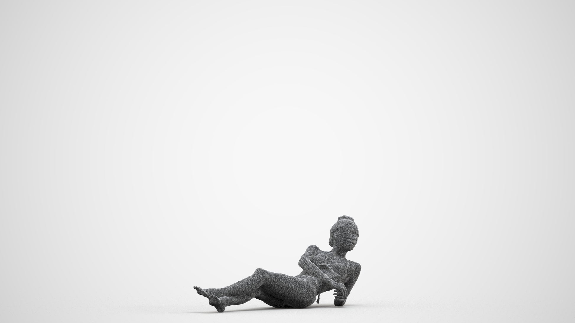 realistic 3D woman pool, scanned archviz people for Blender and 3ds Max, wireframe side view