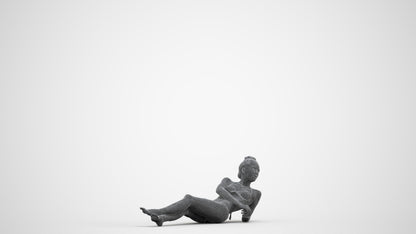 realistic 3D woman pool, scanned archviz people for Blender and 3ds Max, wireframe side view