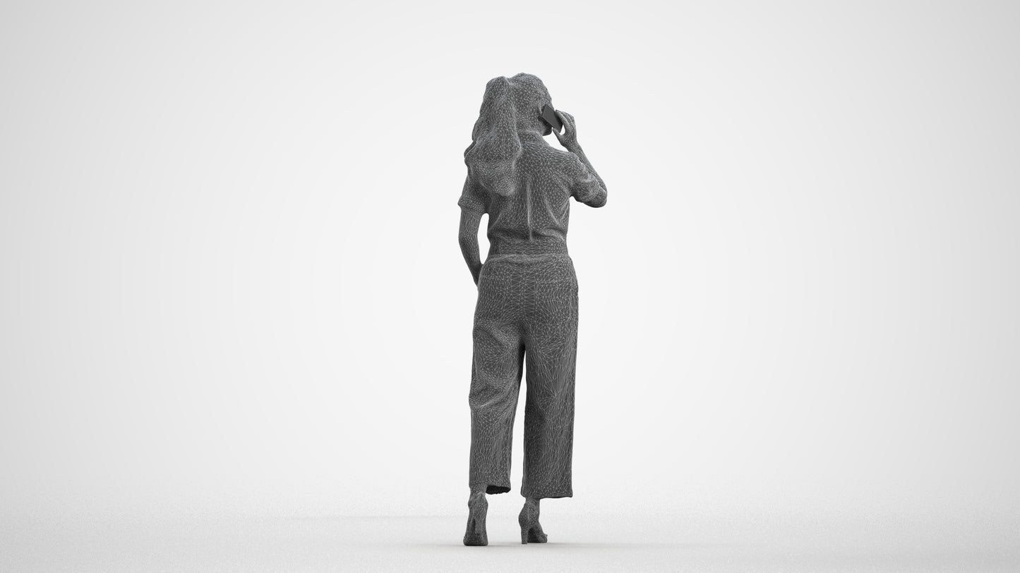 scanned 3D woman formal walking, photogrammetry people for Enscape and V-Ray, wireframe front view