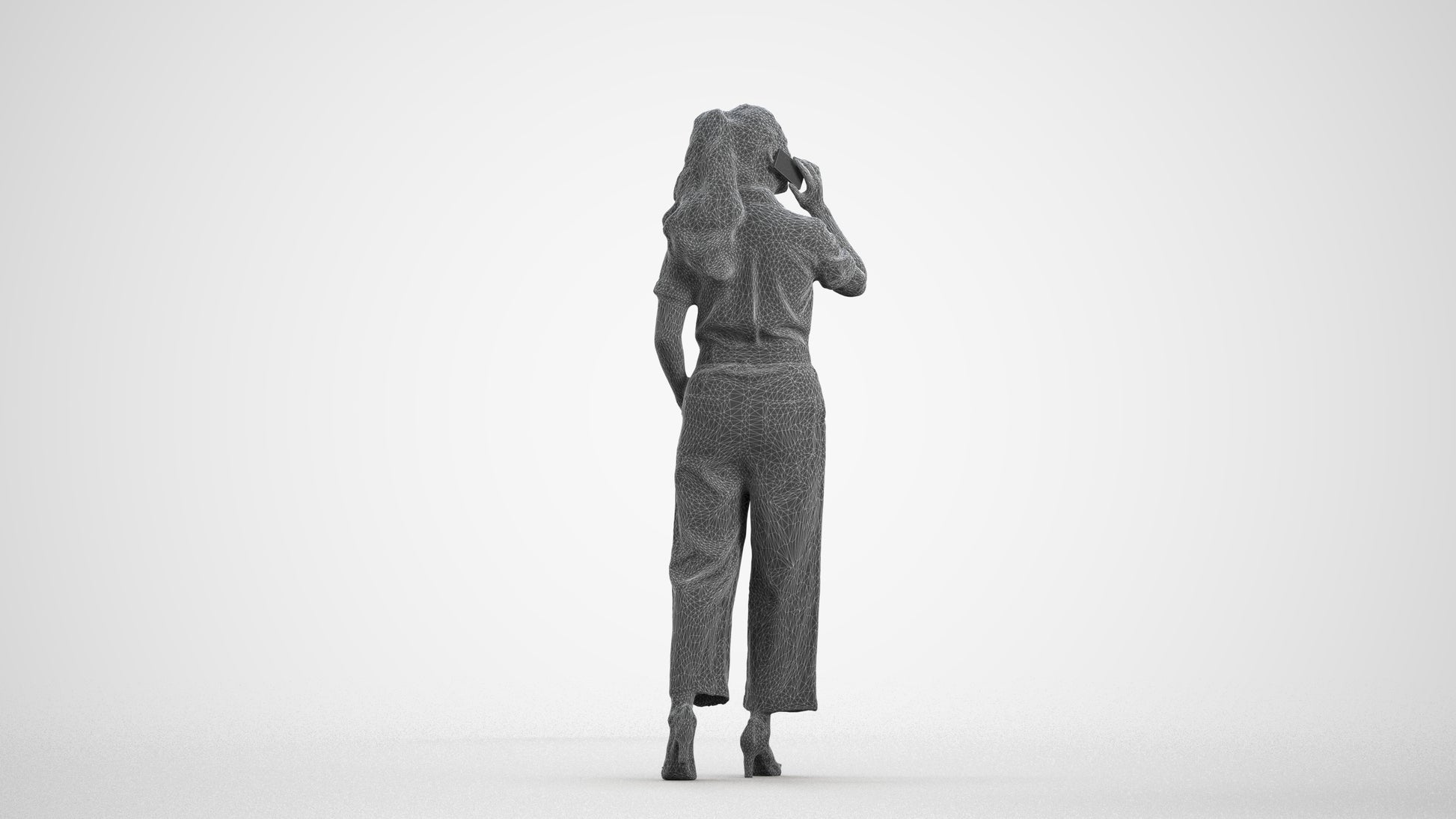 scanned 3D woman formal walking, photogrammetry people for Enscape and V-Ray, wireframe front view
