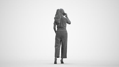scanned 3D woman formal walking, photogrammetry people for Enscape and V-Ray, wireframe front view