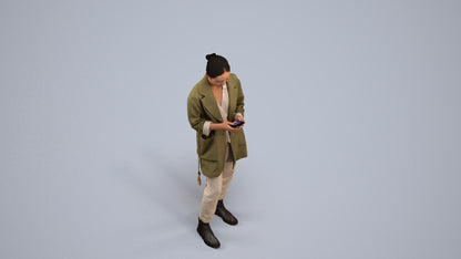 realistic 3D people woman casual standing, render-ready for V-Ray and Corona, FBX OBJ, back view render