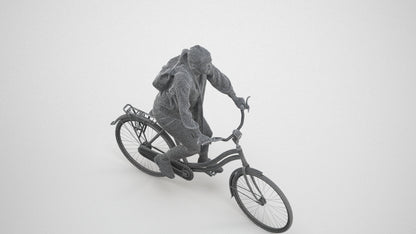 photogrammetry 3D woman casual cycling, realistic human model archviz FBX, wireframe three-quarter view