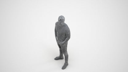 3D people model man casual standing, scanned human for 3ds Max rendering, wireframe three-quarter view