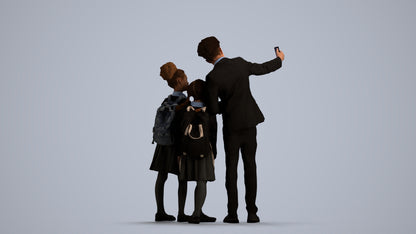 3D people model boy kids, scanned human for 3ds Max rendering, front view render