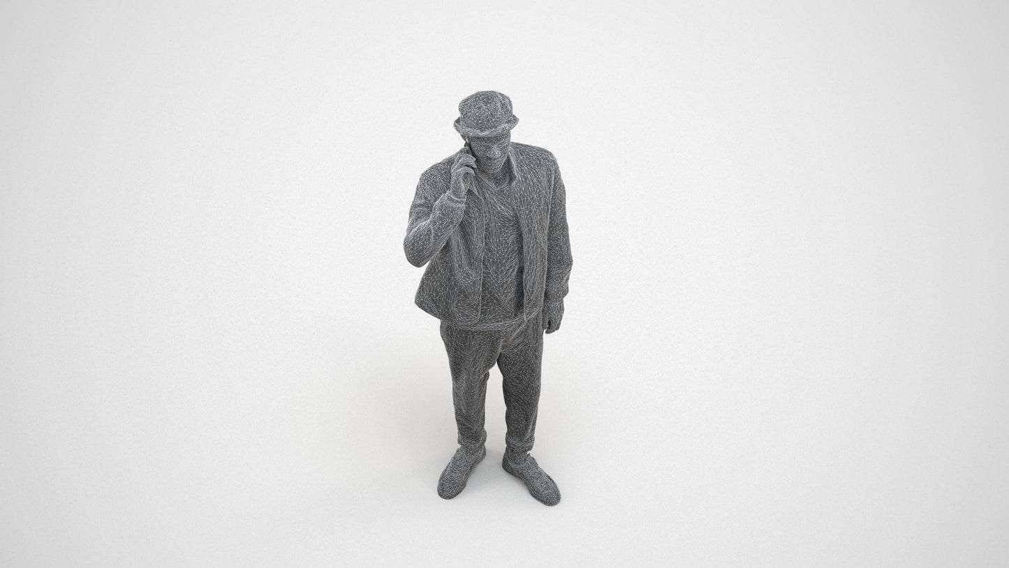 realistic 3D people man casual standing, render-ready for V-Ray and Corona, FBX OBJ, wireframe three-quarter view