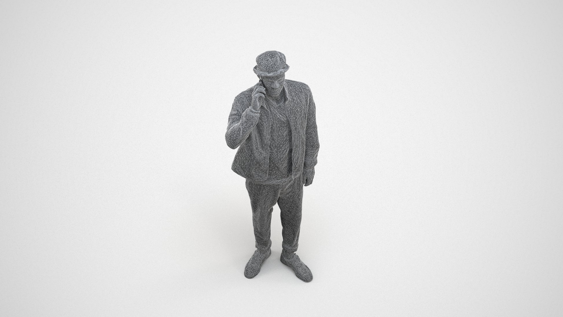 realistic 3D people man casual standing, render-ready for V-Ray and Corona, FBX OBJ, wireframe three-quarter view