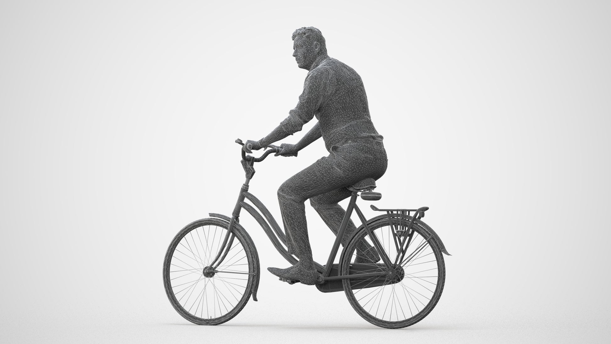 realistic 3D man business cycling, scanned archviz people for Blender and 3ds Max, square thumbnail