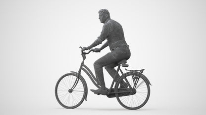 realistic 3D man business cycling, scanned archviz people for Blender and 3ds Max, square thumbnail