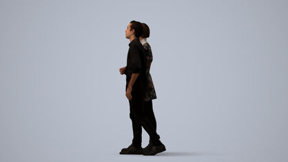 realistic 3D human woman casual couple, archviz people FBX OBJ for Blender, three-quarter view render