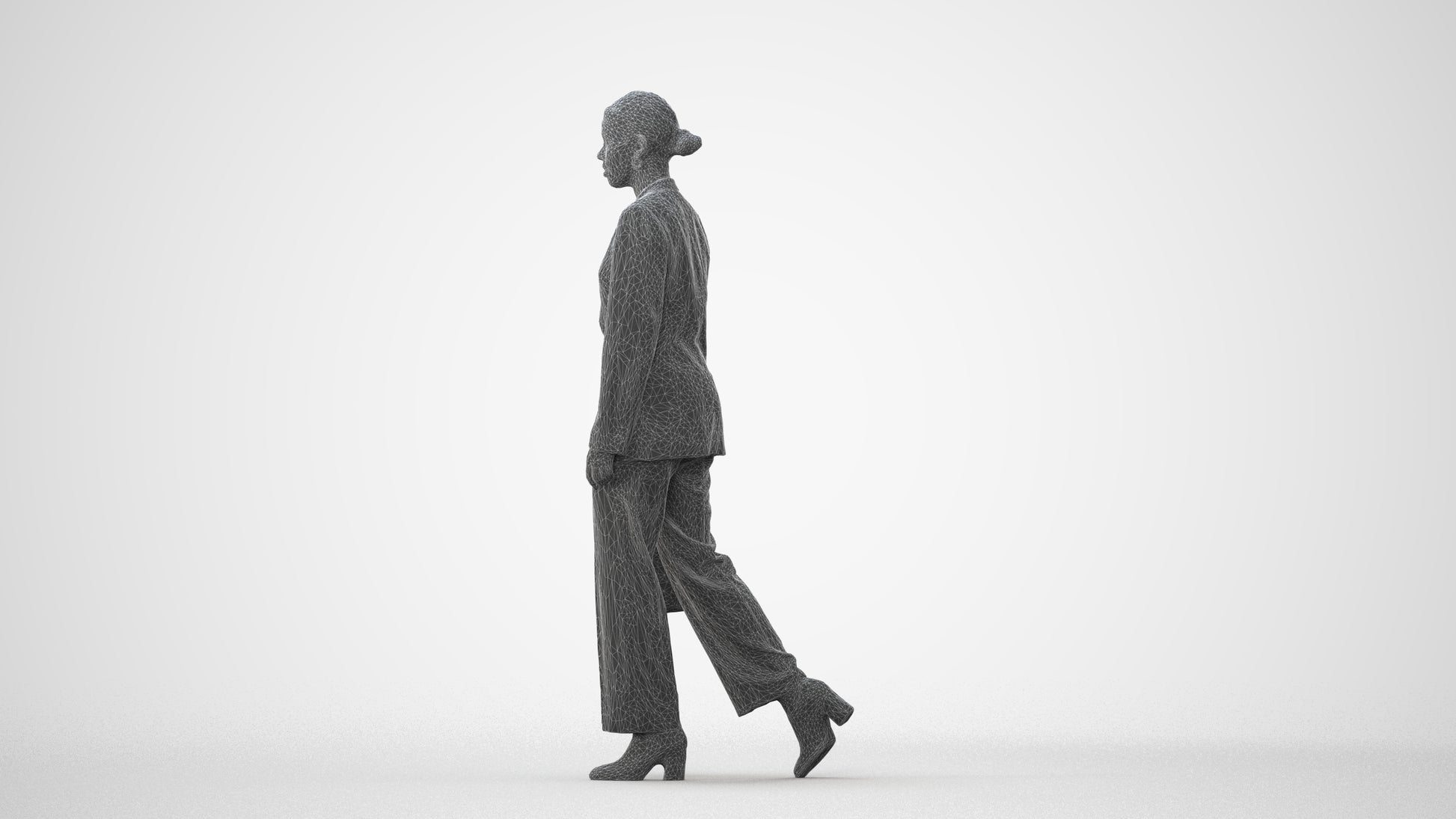 realistic 3D woman business walking, scanned archviz people for Blender and 3ds Max, square thumbnail