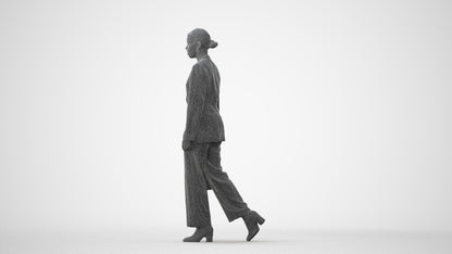 realistic 3D woman business walking, scanned archviz people for Blender and 3ds Max, square thumbnail