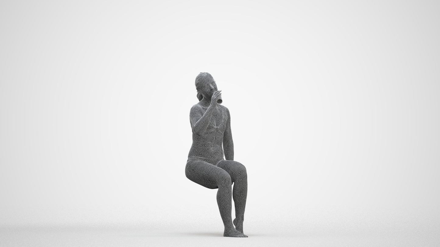 realistic 3D woman mix, scanned archviz people for Blender and 3ds Max, three-quarter front view render
