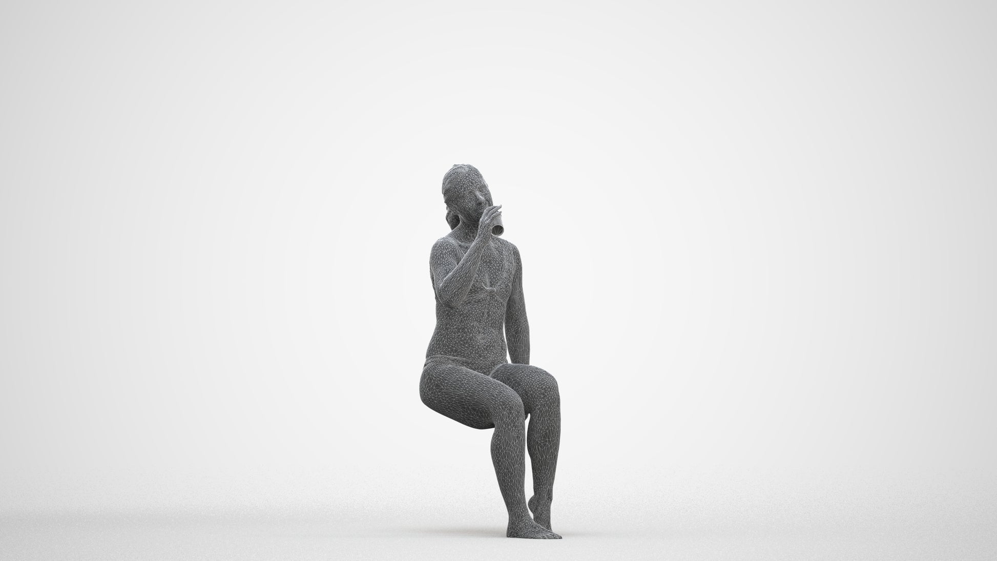 realistic 3D woman mix, scanned archviz people for Blender and 3ds Max, three-quarter front view render