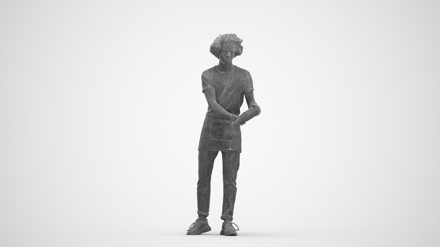 realistic 3D human man hospitality, archviz people FBX OBJ for Blender, three-quarter front view render