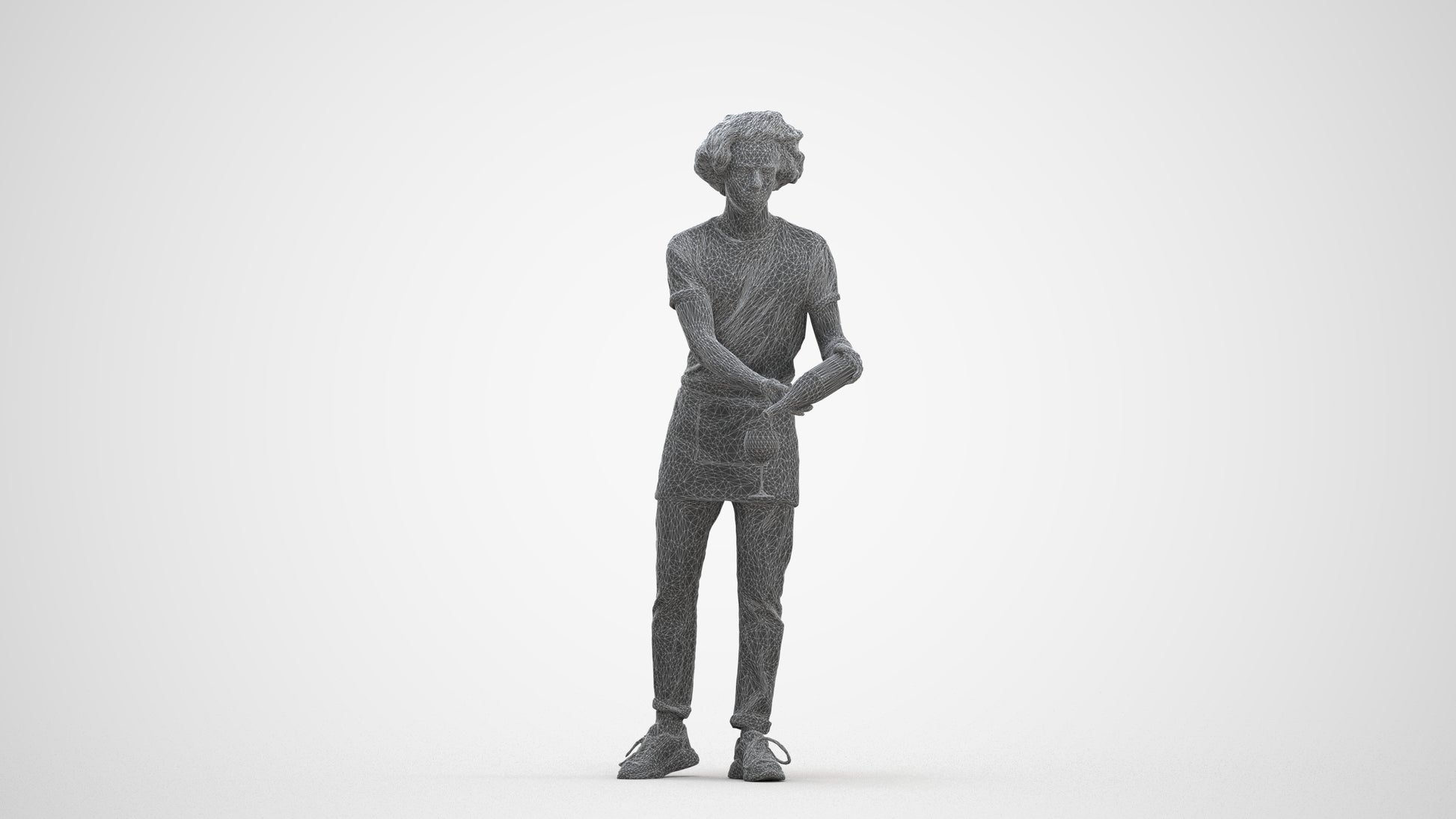 realistic 3D human man hospitality, archviz people FBX OBJ for Blender, three-quarter front view render