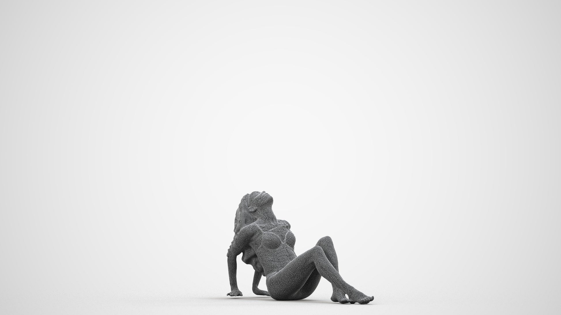 photogrammetry 3D woman mix, realistic human model archviz FBX, wireframe side view