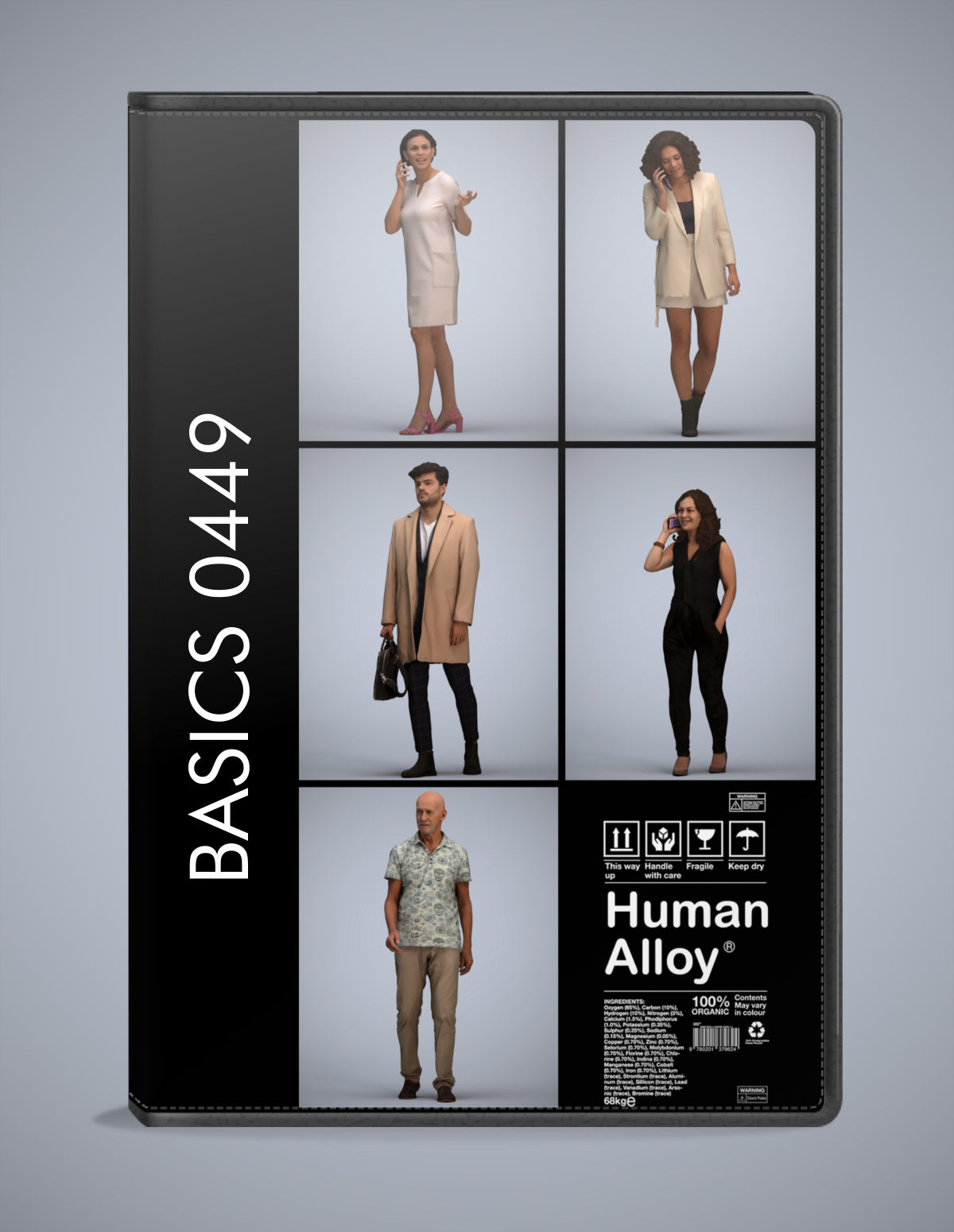 3D human models walking bundle, 5 photogrammetry scanned people for archviz