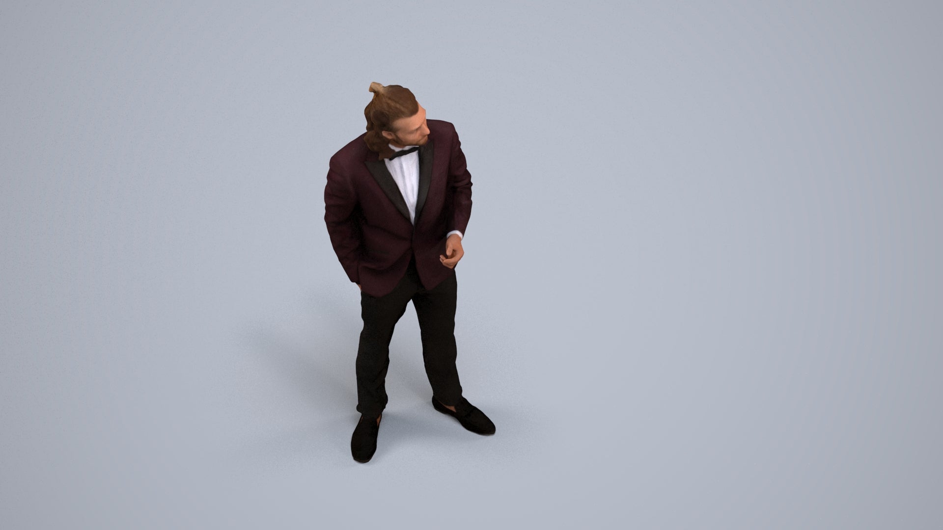 3D human model man formal formalaffairs, photogrammetry scanned person for archviz, back view render
