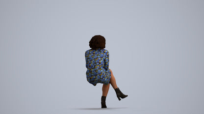 realistic 3D people woman casual sitting, render-ready for V-Ray and Corona, FBX OBJ, front view render