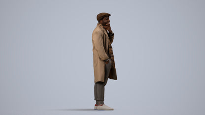 3D human model man casual standing, photogrammetry scanned person for archviz, side view render