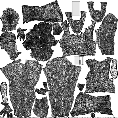 3D people model girl casual standing, scanned human for 3ds Max rendering, wireframe top-down view