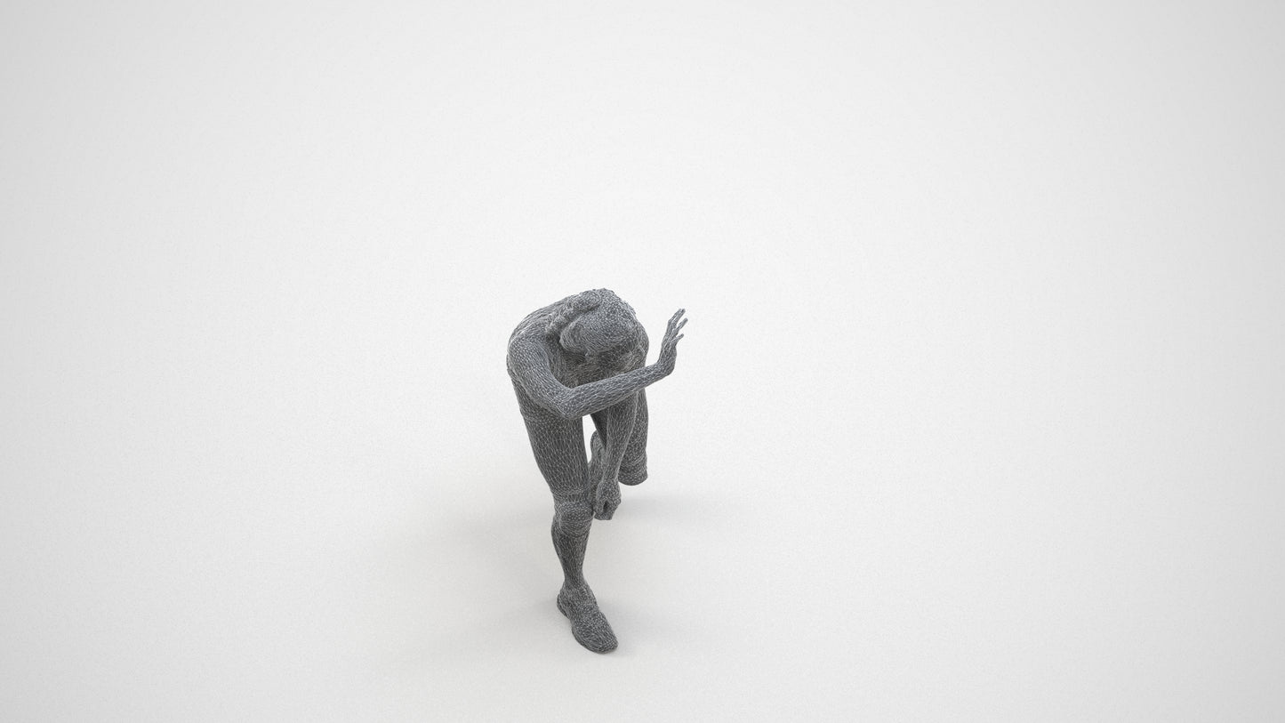 scanned 3D woman sport, photogrammetry people for Enscape and V-Ray, wireframe three-quarter view