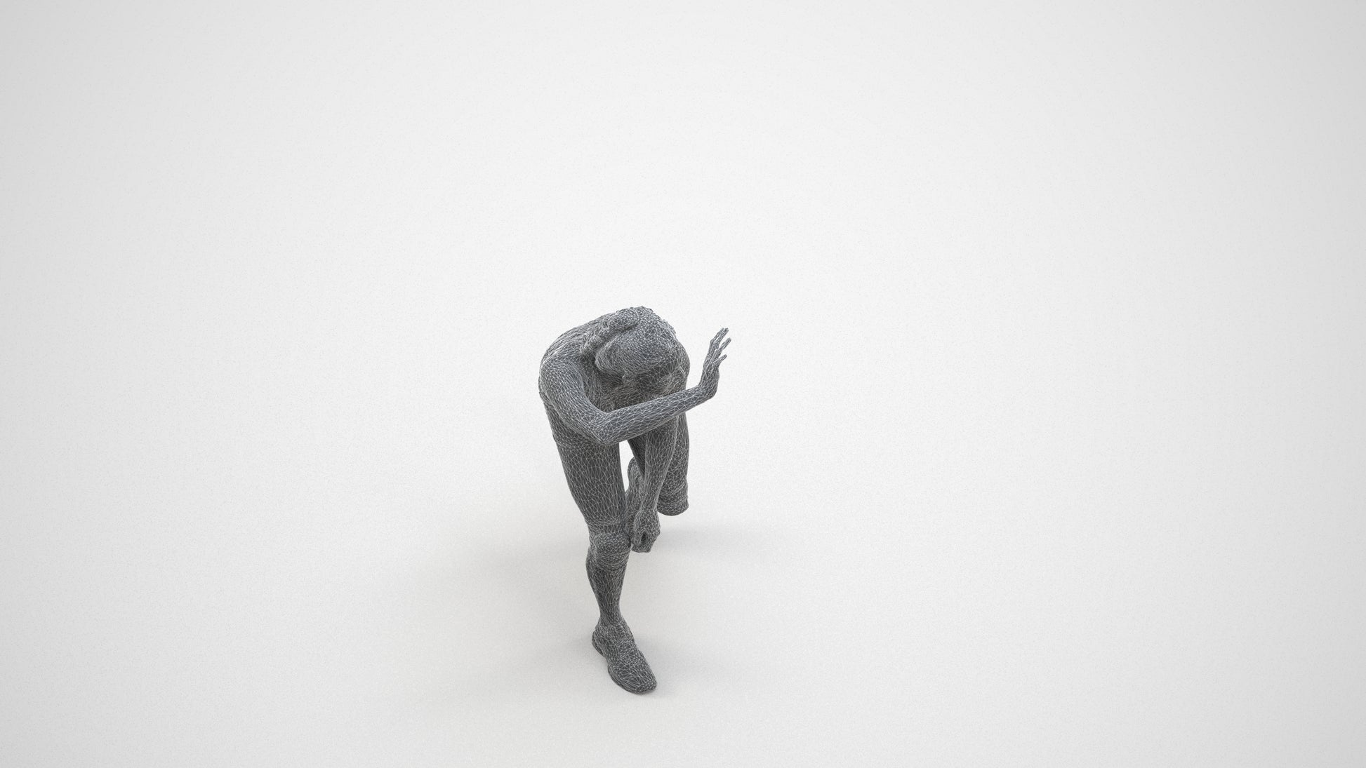 scanned 3D woman sport, photogrammetry people for Enscape and V-Ray, wireframe three-quarter view