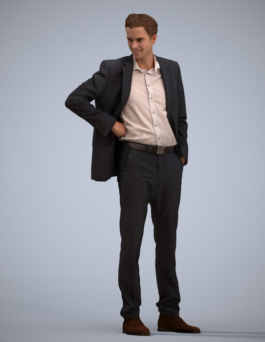 realistic 3D man business, scanned archviz people for Blender and 3ds Max