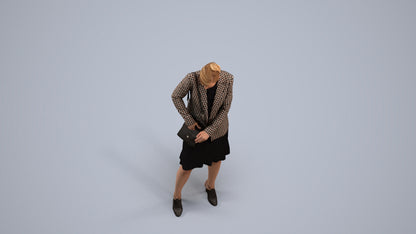 photogrammetry 3D woman business standing, realistic human model archviz FBX, back view render
