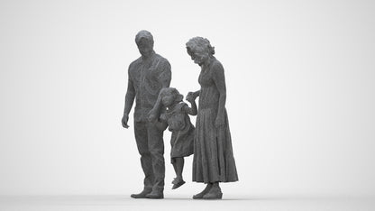 photogrammetry 3D woman casual kids, realistic human model archviz FBX, wireframe back view