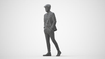 3D human model man business walking, photogrammetry scanned person for archviz, square thumbnail